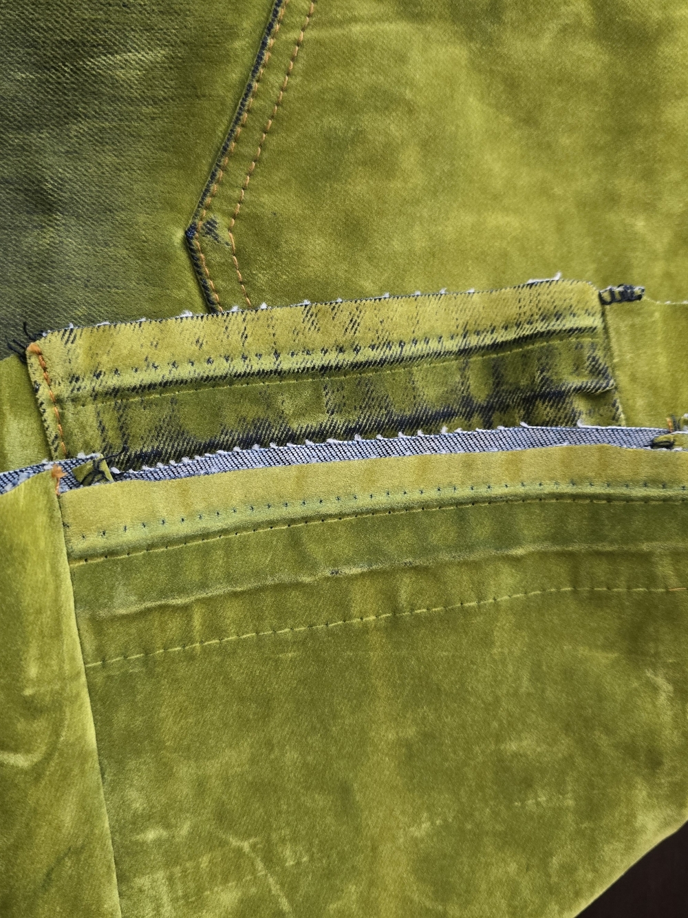 MNML Men’s Bootcut Jeans in Lime Green Velvet - Picture 5 of 5